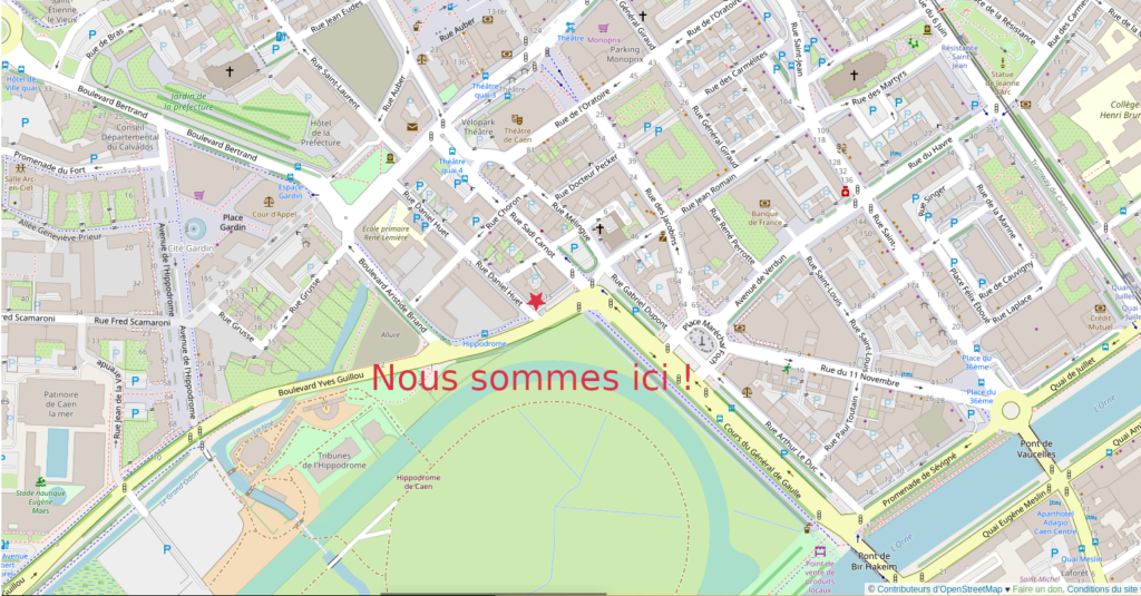 plan de la ville de Caen avec notre adresse